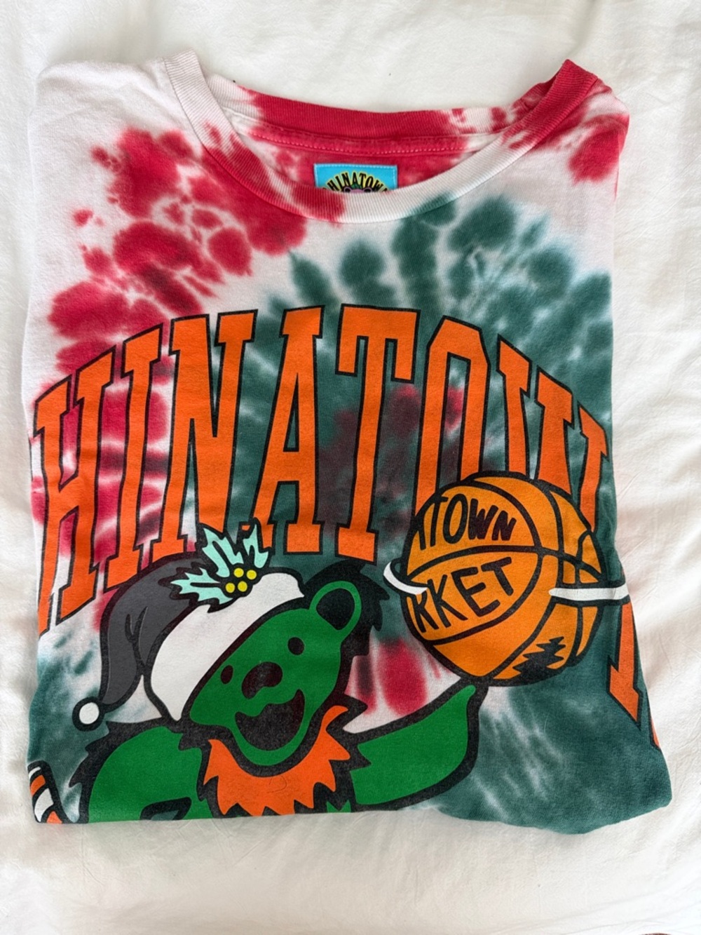 Chinatown Market Tie-Dye Long Sleeve Tee - Green & Red